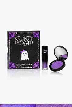 Leave your unfinished business at the door and step into the afterlife with our Limited Edition Recently Deceased Duo 👻 This spooky cute pair is haunted by a mini Apparition lip gloss in our brand new formula and a spooktacular Ghoulie highlighting blush! Pair them together for a spiritual experience 👻 Bat Makeup Kits, Moon Cosmetics, Black Moon Cosmetics, Gothic Decor Bedroom, Makeup Lips, Unfinished Business, Spooky Cute, Diamond Face, Gothic Makeup