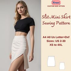 Slit Mini Skirt Sewing Pattern, Stretch Pencil skirt, Side Slit Skirt, Bodycon Skirt, Fitted Skirt, Formal Skirt, Summer Skirt, XS-4XL Available as an instant download (pdf) sewing pattern bundle with a range of size options: US Sizes: 2, 4, 6, 8, 10, 12, 14, 16, 18, 20, 22, 24, 26, 28, 30 Standard Sizes: XS, S, M, L, XL, 2XL, 3XL, 4XL These patterns are suitable for A4, A0, and US Letter size papers. As soon as your payment is processed, you will automatically receive download links for the pat Slip Skirt Pattern, Mini Skirt Sewing, Mini Skirt Sewing Pattern, Skirt Bodycon, Skirt Sewing Pattern, Skirt Sewing, Stretch Pencil Skirt, Formal Skirt, Skirt Summer