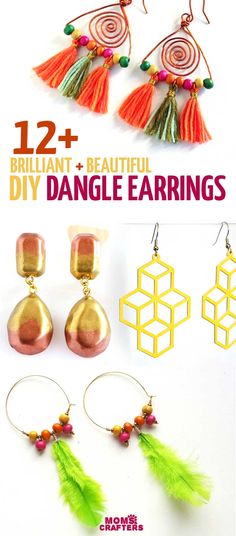 the instructions for how to make diy dangle earrings with beads and tassels