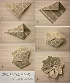 instructions to fold an origami flower