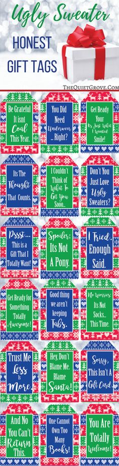 christmas gift tags with red, white and green ribbons on them are the perfect way to give