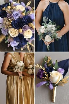 four different bouquets of flowers are shown