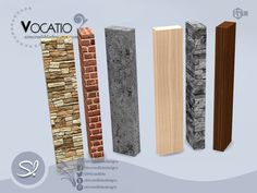 four different types of brick and stone are shown in this graphic representation, with the words vocato written below them