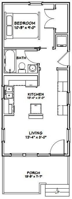 the floor plan for a two bedroom, one bathroom apartment with an attached living area