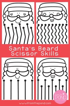 santa's beard scissor skills for kids to learn how to draw them