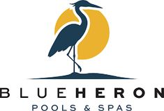 blue heron pools and spas logo with the sun in the backgroung