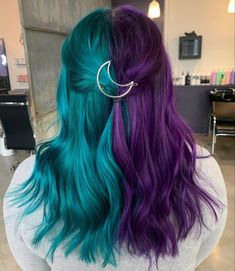 Purple And Teal Hair, Mermaid Haircut, Teal And Purple Hair, Hairstylist Inspiration, Goddess Locks, Anna Hair, Funky Hair