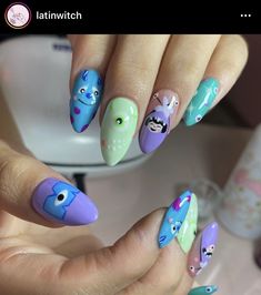 Classy Fall Nail Designs, Monster Inc Nails, Easter Nails Designs, Monster Nails, Flame Nail Art, Disney Inspired Nails