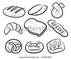 hand drawn breads and pastries