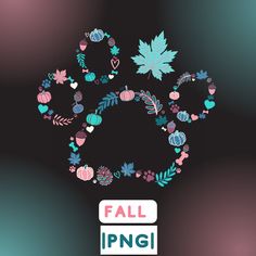 an image of fall and love symbols in the shape of a dog's paw