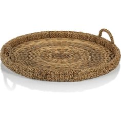 Teramo Braided Seagrass Round Tray with Glass Insert Candles And Books, Beach Style Home, Braid Weave, Round Serving Tray, Strand Braid, Round Tray, Entryway Table, Dry Brushing, Serving Trays