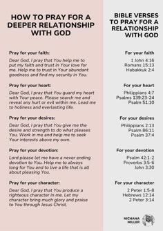 two different bibles with the words, how to pray for a deeper relationship with god