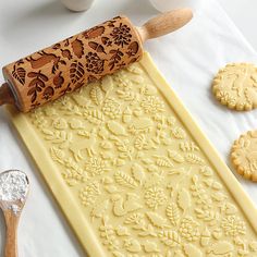 PRICES MAY VARY. Exquisite Pattern: Create a beautiful and unique pattern on your cookies with this wheat engraved rolling pin! Surprise your family and friends with its originality and ingenuity! Natural Material: Because it's made of natural beech wood, the texture is different, color difference, partial roughness, and occasional knots are natural attributes. No paint, no wax, safe and eco-friendly. Multi-purpose: Perfect size for rolling pasta, cookie dough, pastry, bakery, pizza, fondant, ch Christmas Rolling Pins, Moon Cake Mold, Cartoon Cookie, Embossed Rolling Pin, Sculpture Art Clay, Rolling Pins, Baking Cookies, Diy Baking, Cookie Stamps