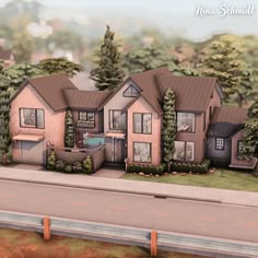 this is an artist's rendering of a three - story house in the suburbs