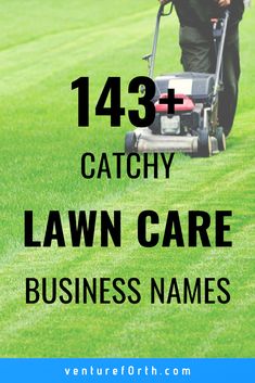 a lawn care business card with the words, 184 catchy lawn care business names