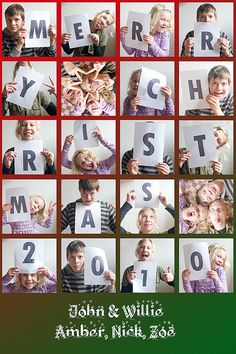 a collage of children holding up letters and numbers