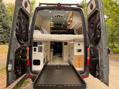 the interior of an rv with its doors open