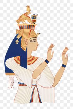 an ancient egyptian painting with gold and blue colors, transparent background png clipart