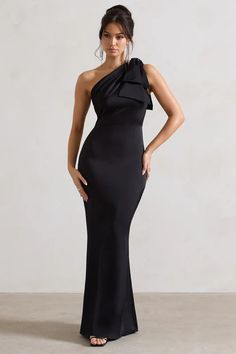 Maxi Dresses Black-Tie & Party Maxi Dresses – Club L London - UK Soft Satin Dress, Black Satin Bridesmaid Dresses, Black Bridesmaid Dress, Midi Bridesmaid Dress, Black Bridesmaid, One Shoulder Maxi Dress, Black Bridesmaids, Club L London, Satin Noir