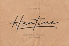 a piece of brown paper with the word hesperine written on it in cursive writing