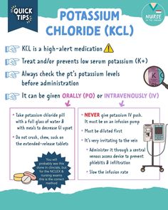 a poster with instructions on how to use the potassum chloride kcl