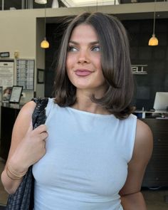 20 Old Money Bob Hair Inspo Styles That Are Pure Fire Short Hair Styles Light Brown, Bob And Lob Hairstyles, Bob W Layers, Long Bob Straight Hair Brunette, Soft 90s Long Bob, Bob With Subtle Curtain Bangs, Lob With Framing Layers, Brown Bob With Lowlights, Bob Hair Inspiration