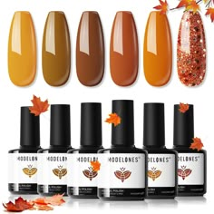 PRICES MAY VARY. 2024 Limited Edition Fall Gel Polish: Modelones well-selected 6 gorgeous shades of the most iconic and trendsetting colors, suitable for fall/winter, special event and daily routine life! Flawless coverage this premium orange gel nail polish and your nail would look brilliant shine finish and more attractive High Glossy Shine and 28 Days No Peel-off: Say Goodbye to Air-bubble and Peel-off problems, thanks to Modelones patented “Inspire Gel” technology and an amazing gel finish. Gel Nail Set, Fall Nail Polish, Fall Gel Nails, Glitter Gel Polish, Gel Nail Kit, Nail Polish Kits, Nail Polish Set, Gel Nail Polish Set, Glitter Nail Polish