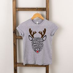 Looking for a cute tee for your kids? We have the perfect Rudolph Reindeer Names graphic tee addition to their closet! Reindeer Names, Rudolph Reindeer, Reindeer, Heather Grey, Short Sleeve Tee, Same Day Delivery, Graphic Tee, Top Shirt, Graphic Tees