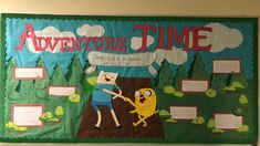 a bulletin board with adventure time on it