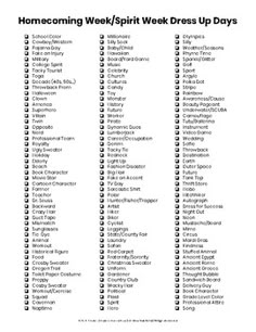 the printable list for homeschoolinng week and other things to do with them