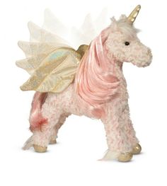 a pink and gold unicorn figurine with wings