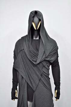 Avant Garde Fashion Male, Shawl Shirt, Coat Aesthetic, Asymmetrical Vest, Long Poncho, Sleeveless Kimono, Futuristic Clothing, Black Outfit Men, Poncho Design