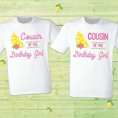 Lemonade Shirt THIS LISTING IS FOR ONE SHIRT ONLY DIRECT TO GARMENT PRINTING How to order: Select Size. Select Shirt Color. Please Provide the Name & Age of your Birthday Girl (The name and Age It will only be included in the Birthday Girl shirt ) Please provide the following information Custom Name: (for Ex. Mommy, Daddy, Brother, Sister, Birthday Boy Etc.) (Age will only appear on the birthday girl shirt.) To order multiple shirts you will need to repeat this process and add it to your car Cute Summer T-shirt For Birthday Gift, Pink Birthday Shirt For Summer, Pink Summer Birthday Shirt, Pink T-shirt For Birthday In Summer, Pink Summer T-shirt For Birthday, Funny White Birthday Shirt, Summer Birthday Shirt With Crew Neck, Funny White Shirt For Birthday, Cute Summer Party Shirt