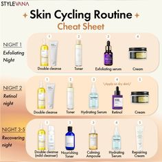 Skin Cycling Routine, Skin Cycling, Korean Skin Care Secrets, Skin Care Guide, Skin Care Routine Order, Basic Skin Care, Basic Skin Care Routine, Korean Skin Care, Korean Skin