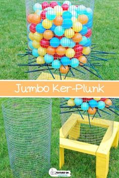 This jumbo DIY ker-plunk makes a great party game for kids and adults alike! See the full list of fun outdoor games for the whole family featured on Listotic. Outdoor Wedding Games, Summer Outdoor Games, Fun Outdoor Games, Diy Lawn, Outdoor Games For Kids, Yard Games, Backyard Games, Camping Games, Summer Games