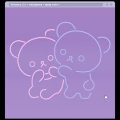 a drawing of two teddy bears on a purple background