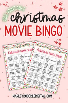 two christmas movie bingos with the words merry