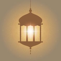 an arabic lantern with the sun shining through it's windows, on a beige background