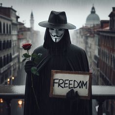 a person wearing a mask and holding a rose