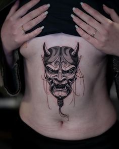 Love the placement of Vinícius masterpiece #onlythedarkest #blackworktattoo #blackwork #tattoo #darkart #ink #inked #blacktattooart #blackdrawing #flashaddicted #tatted #instatattoo #bodyart #blacktattoo Hannya Mask, Blackwork Tattoo, Black Tattoos, Dark Art