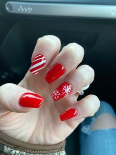 Christmas Nail Extensions, Cute Christmas Nails Coffin, Christmas Nails Coffin, Nexgen Nails, Candy Cane Nails, Simple Acrylic, Simple Acrylic Nails