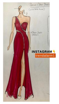 a drawing of a woman in a red dress with the words instagramm on it