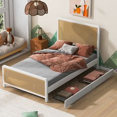 a bed room with a neatly made bed