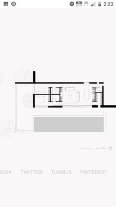 the floor plan for a modern house with two floors and an upper level living area