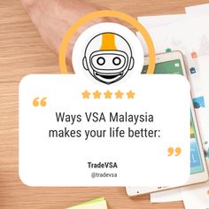 a person holding a tablet with the words ways vsa malaysia makes your life better