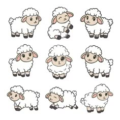 a set of sheep with different facial expressions