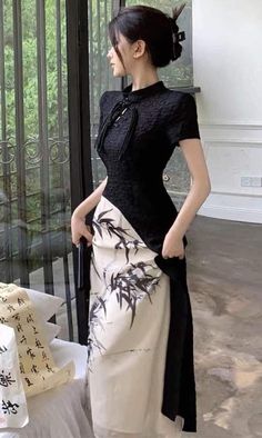 Formal Japanese Dress, Chinese Modern Fashion, Japanese Dress Traditional, Chinese Dress Outfit, Asian Dresses