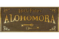 harry potter alohora sign with gold lettering and keys on the bottom half of it