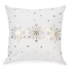 Enhance your comfort and decor with our luxurious pillows. Available in a range of sizes and materials, these plush and supportive cushions offer the perfect combination of relaxation and style, elevating the ambiance of any room in your home. Christmas Throw Pillows, Snowflake Pillow, Holiday Store, Silver Snowflakes, Throw Pillows Christmas, Curtain Accessories, Duvet Comforters, Bath Accessories, Gold And Silver