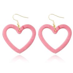 PRICES MAY VARY. Heart Earrings: Pink peach heart hoop earrings women's personality fashion hollow flocking heart dangle earrings. Main Material:Alloy+Velvet Product Dimension:As shown in the picture. Best Gift:Perfect gift is simple, unique, beautiful, Absolutely a great gift to express your love for your mother, fiancee, wife, valentine, family or just a friend,etc. Great gifts on Mother 's Day , Wedding , Anniversary Day ,Valentine's Day or Christmas Day. Customer Service:Customer satisfactio Valentines Day Earrings, Hot Pink Earrings, Pink Heart Earrings, Just A Friend, Red Love Heart, Valentines Earrings, Chunky Earrings, Heart Hoop Earrings, Costume Jewelry Earrings